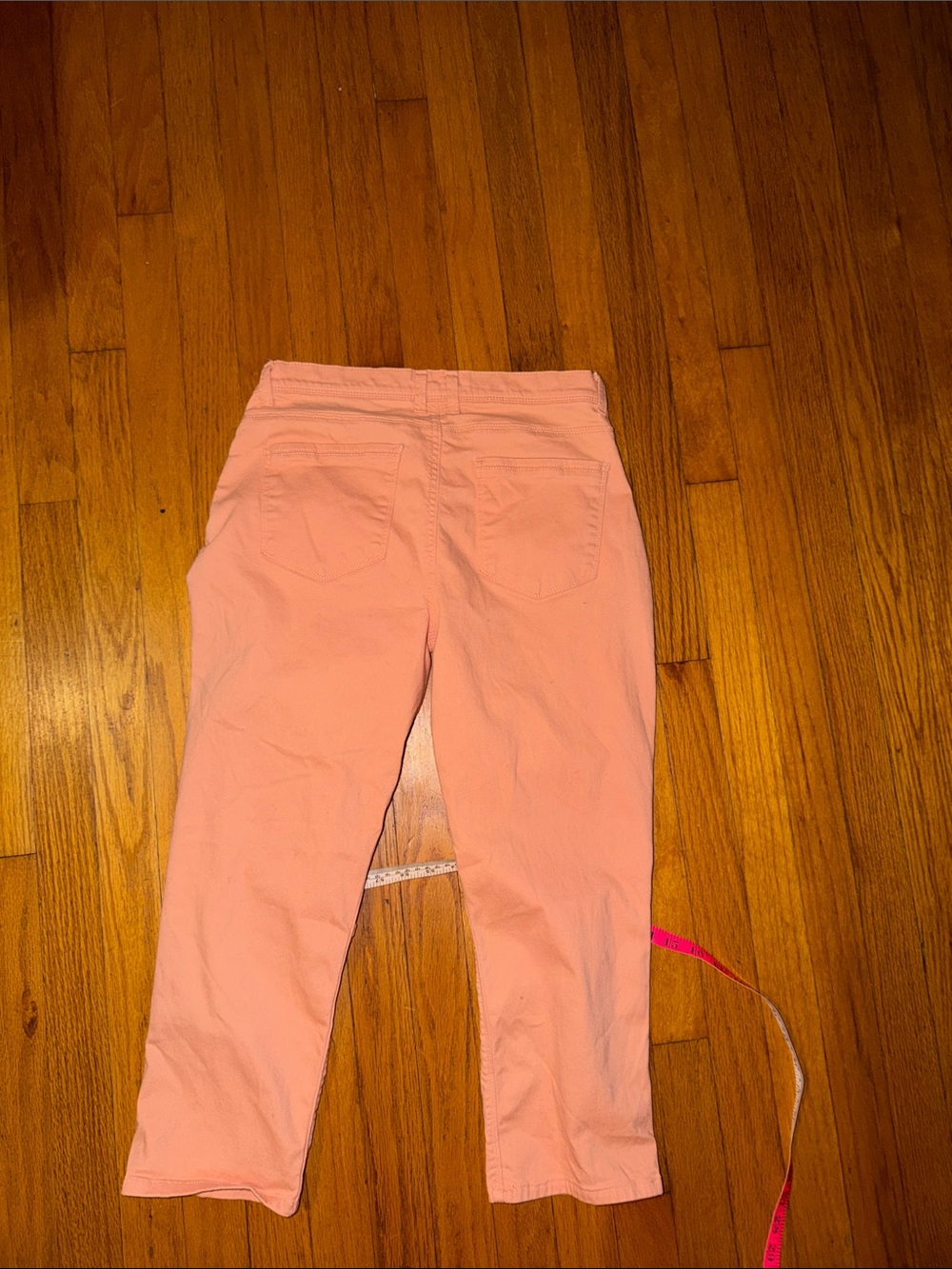 Women's Peachy pink Slim cropped pants size 8 petite LEE Easy Fit - Picture 6 of 6